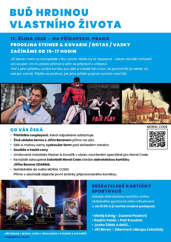 Premiere flyer: Be the hero of your own life. 17 October 2026, Na Příkopě, Prague