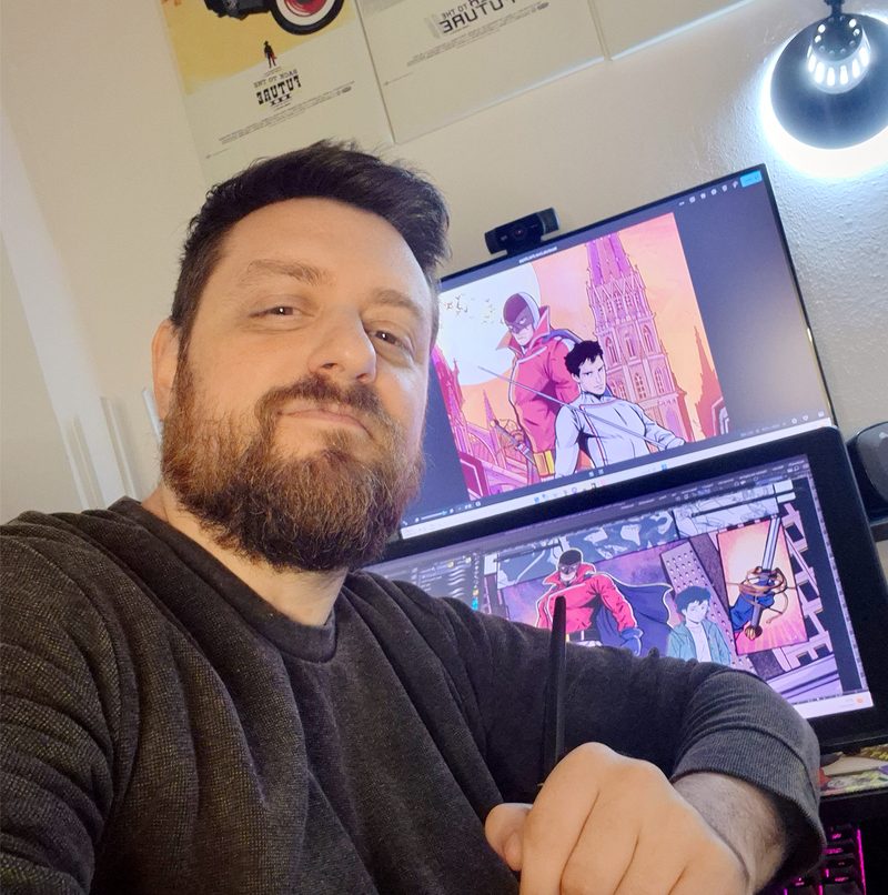 Ezequiel Di Savino at his drawing desk